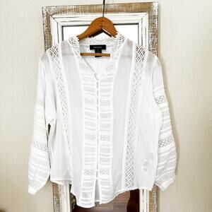 $128 Karen Kane Women's White Embroidered Lace Blouse Top S